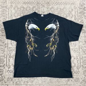 Vintage 90s American Thunder Eagle Style T Shirt Lightning Grunge Size 2XL XXL
